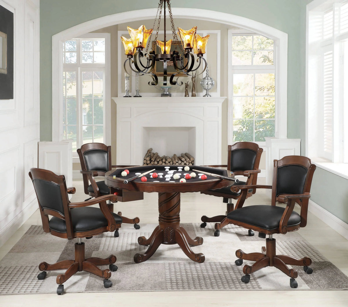 Turk Game Chair With Casters Black And Tobacco - 100872 Pie's Variety Store