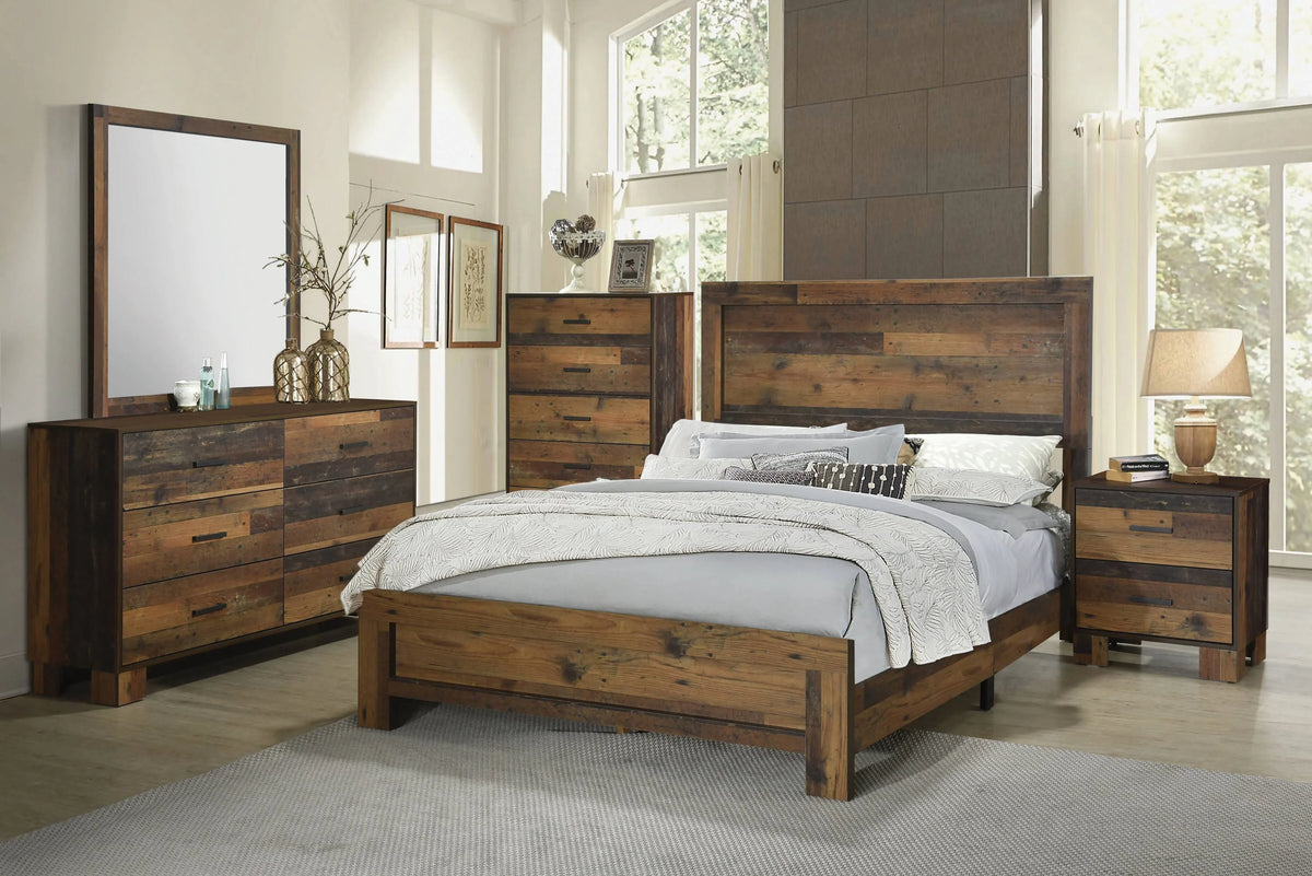 Sidney Queen Panel Bed Rustic Pine 4PC Set - SET4PC223141Q Pie's Variety Store