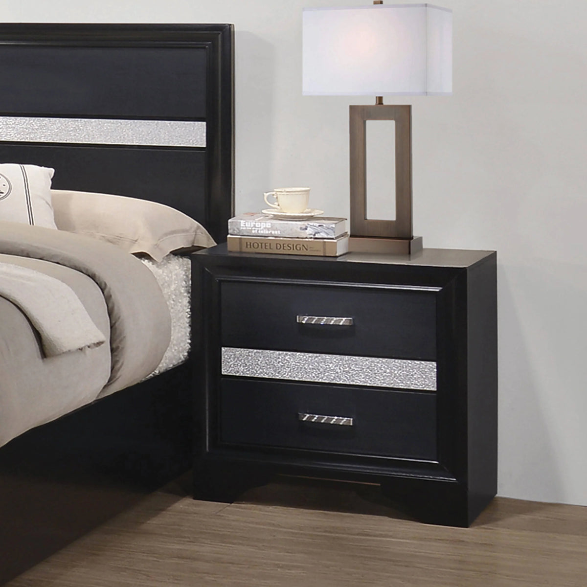 Miranda 2-Drawer Nightstand Tray Black - 206362 Pie's Variety Store