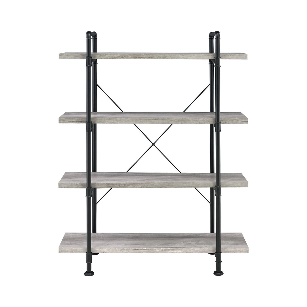 Delray 4-Tier Open Shelving Bookcase Grey Driftwood And Black - 804406 Pie's Variety Store
