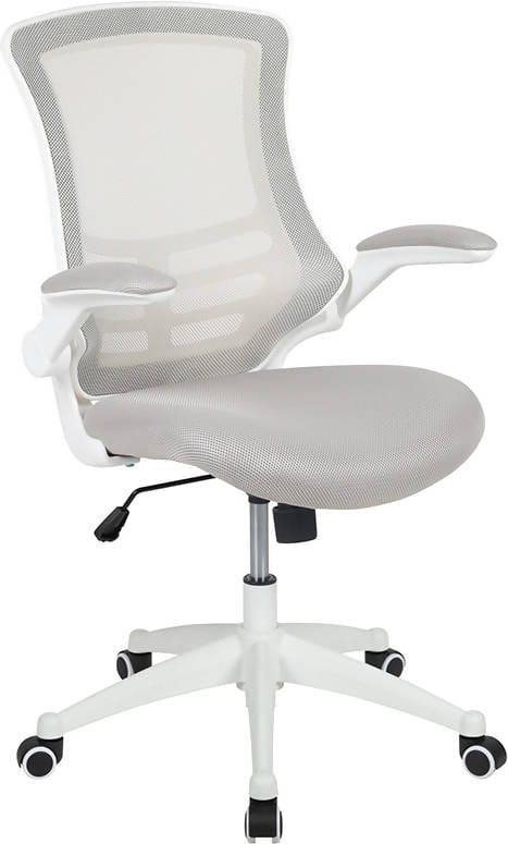 Mid-Back Mesh Swivel Ergonomic Task Office Chair with White Frame and Flip-Up Arms - BL-X-5M-WH-BK-GG / BL-X-5M-WH-BLUE-GG / BL-X-5M-WH-GY-GG / BL-X-5M-WH-TAN-GG / BL-X-5M-WH-WH-GG ADRIAN'S ELECTRONICS
