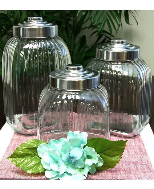 Gibson Cottage Chic 3 Pc Canister Set with Stainless Steel Lid - 08508131360 Pie's Variety Store