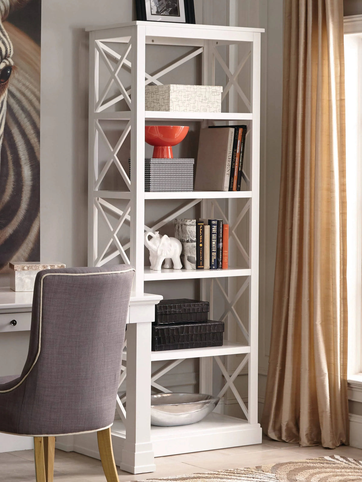Johansson 5-Shelf Bookcase Antique White - 801383 coastmega