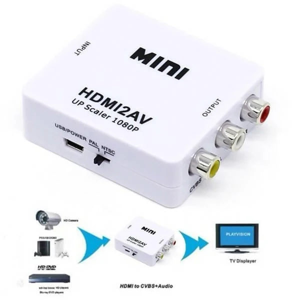 HDMI To 3 RCA Adapter HDMI2AV HDMI 2 AV HDMI To AV Cvbs S-Video Adapter Converter Box 1080P 60Hz High Quality - HDMI3RCA2AV Pie's Variety Store