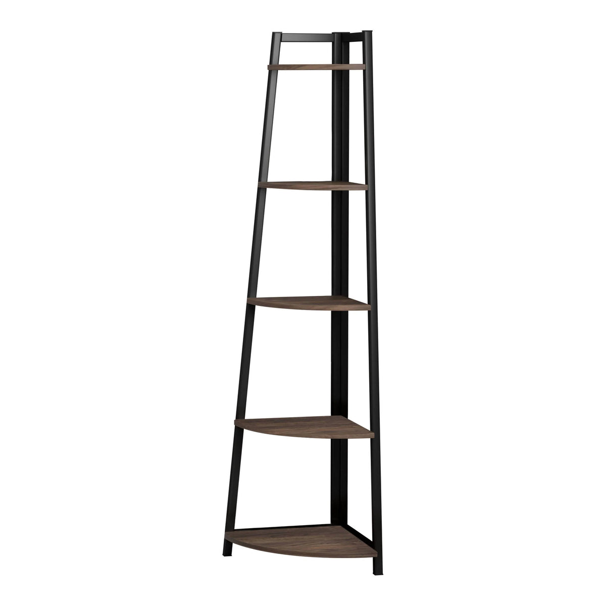 Jacksonville 5-Tier Corner Bookcase Aged Walnut ideal for smaller rooms