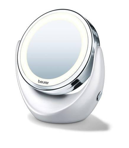 Illuminated cosmetics mirror - shows normal & magnifying mirrors