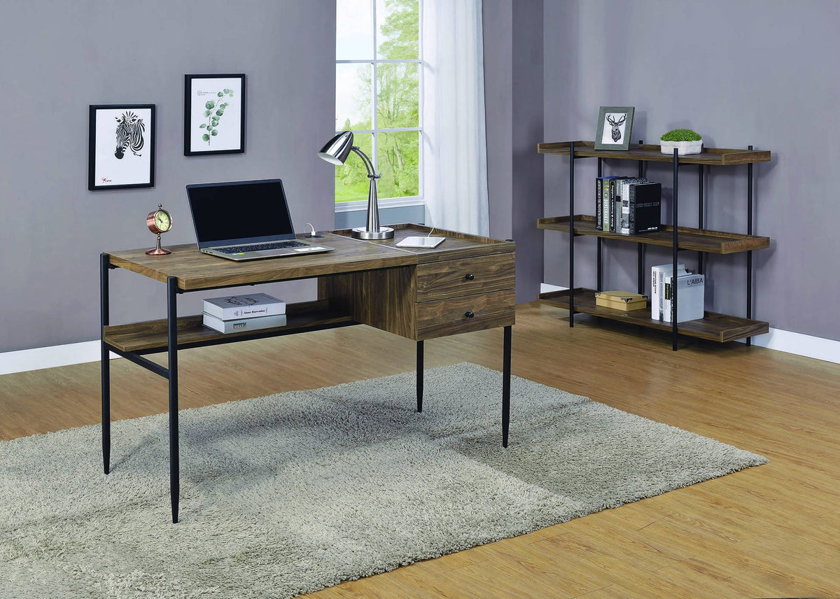 Lawtey 3-Shelf Bookcase Aged Walnut - 804293 coastmega