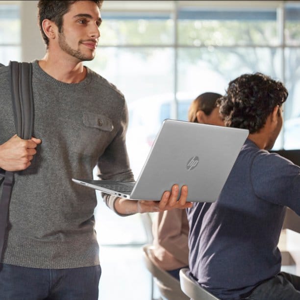 the HP 15-inch laptop combines up to 12 hours and 15 minutes of mixed usage battery life with a sleek and portable