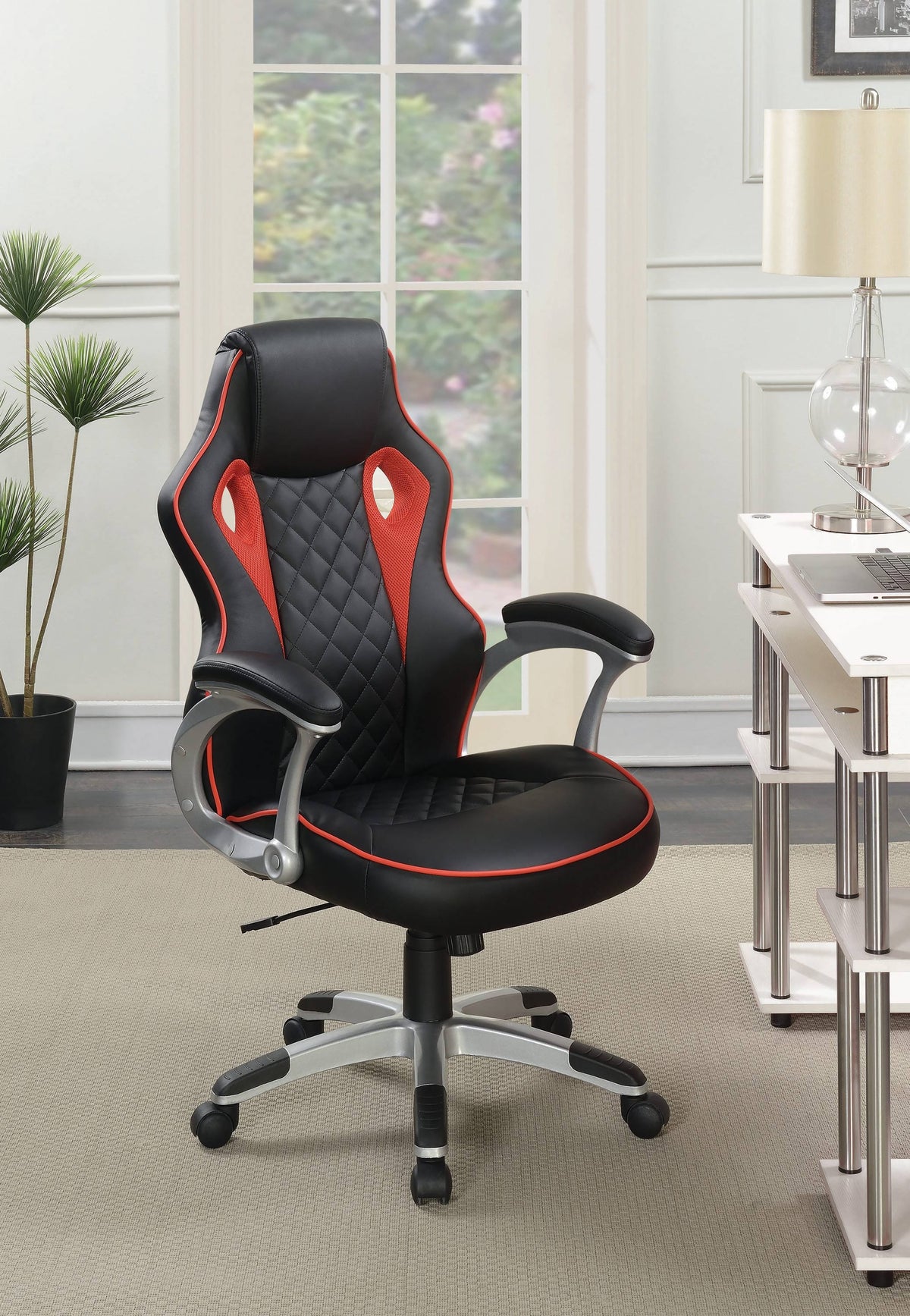 Upholstered Office Chair Black And Red - 801497 Pie's Variety Store