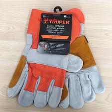 Truper Leather- Cotton Fabric Gloves with Leather Reinforcement in Palm