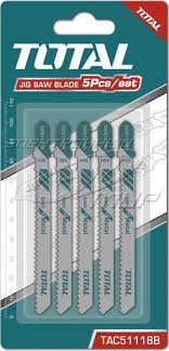 Total 5 Piece Jig Saw Metal Blade Set - T Shank Metal Blades For Fast And Straight Cuts. Ideal For Medium-Thick Sheet Metal - 12 TPI