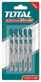 Total 5 Piece Jig Saw Metal Blade Set - T Shank Metal Blades For Fast And Straight Cuts. Ideal For Medium-Thick Sheet Metal - 12 TPI