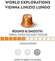Nespresso Buenos Aires Lungo Coffee Capsules is a fragrant and balanced blend of washed Colombian Arabica that adds delicate fruit acidity and lightly fried Ugandan Robusta that adds malty cereals and sweet notes of popcorn to the mix - NESC-135-0296 Pie's Variety Store