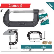 Total G Clamp 4" Secures parts for assembly