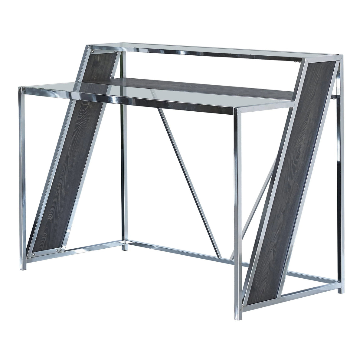 Alamosa Glass Top Writing Desk Chrome it creates a stylish and efficient workstation that exudes modern convenience. - 805541 coastmega