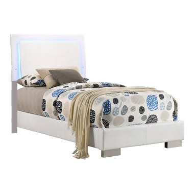 Felicity Twin Panel Bed With LED Lighting Glossy White - 203500T Pie's Variety Store