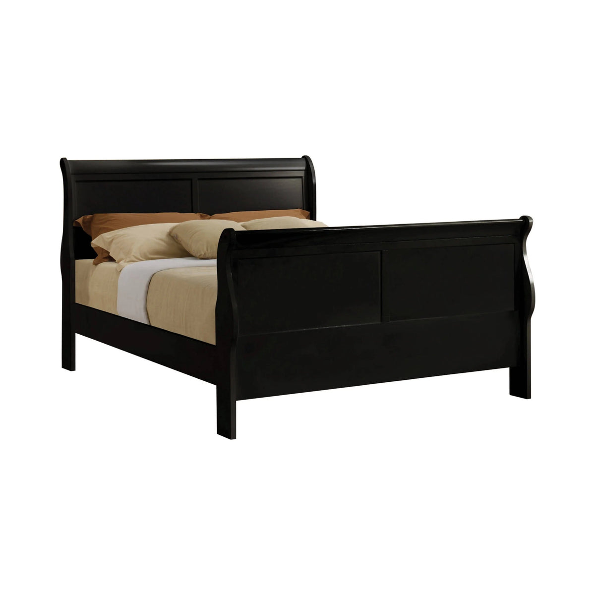 Louis Philippe Queen Sleigh Panel Bed Black - 203961Q Pie's Variety Store