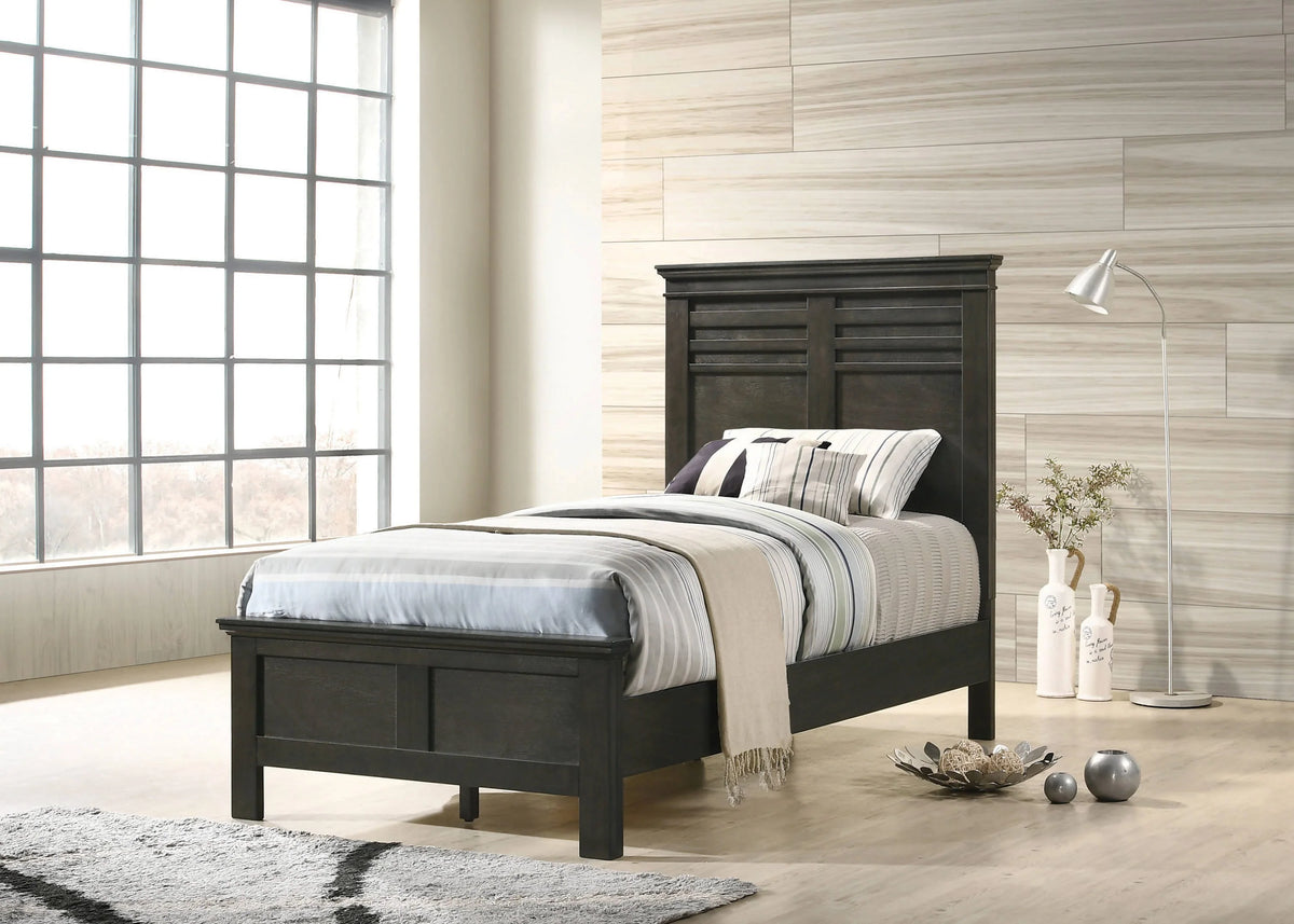 Newberry Twin Panel Bed Bark Wood - 205431T Pie's Variety Store