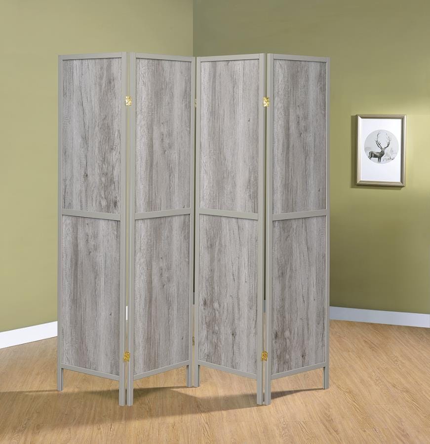Rustic Grey Driftwood Four-Panel Screen (961415) COSMEGA