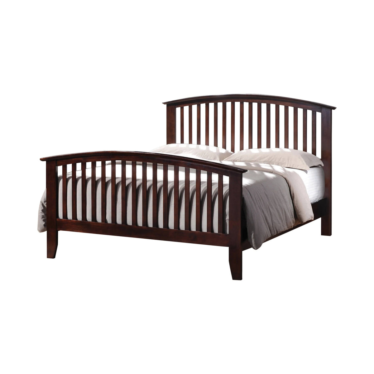 Tia Queen Bed With Slatted Headboard Cappuccino 4PC Set - SET4PC202081Q Pie's Variety Store