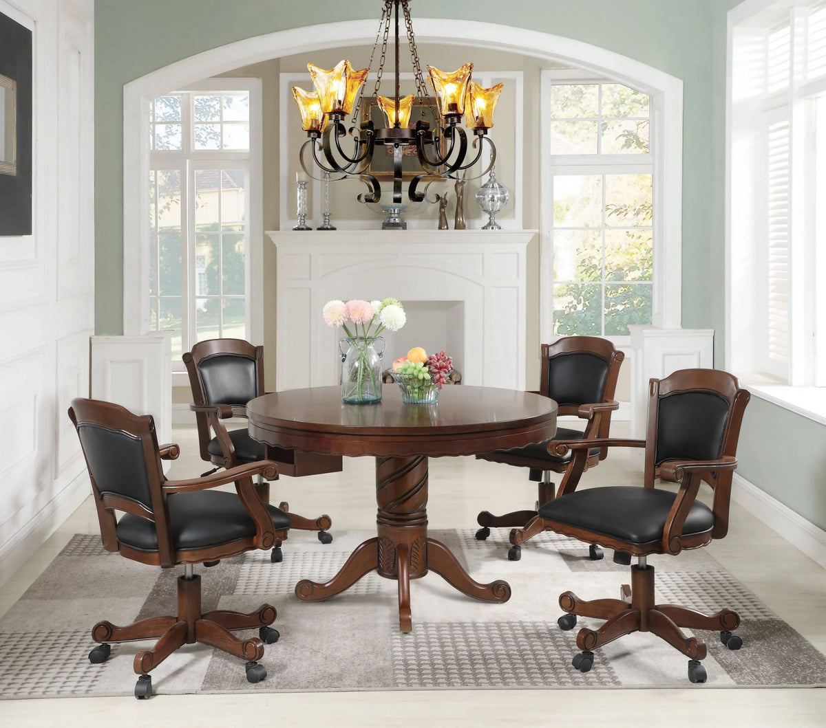 Turk Game Chair With Casters Black And Tobacco - 100872 Pie's Variety Store