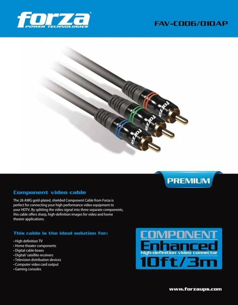 Forza 6FT Component Cable FAV-C006AP-798302100299 Hannah Frederick