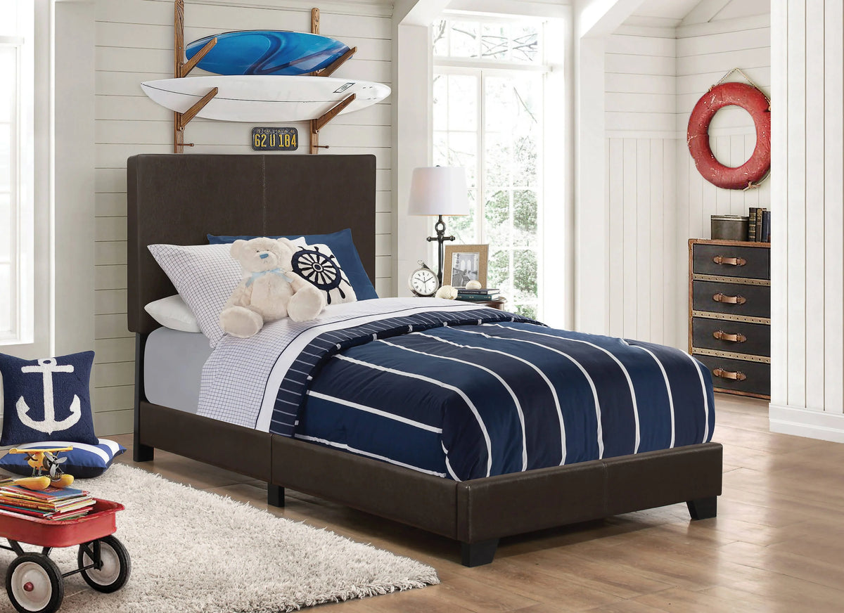 Dorian Upholstered Twin Bed Brown - 300762T Pie's Variety Store