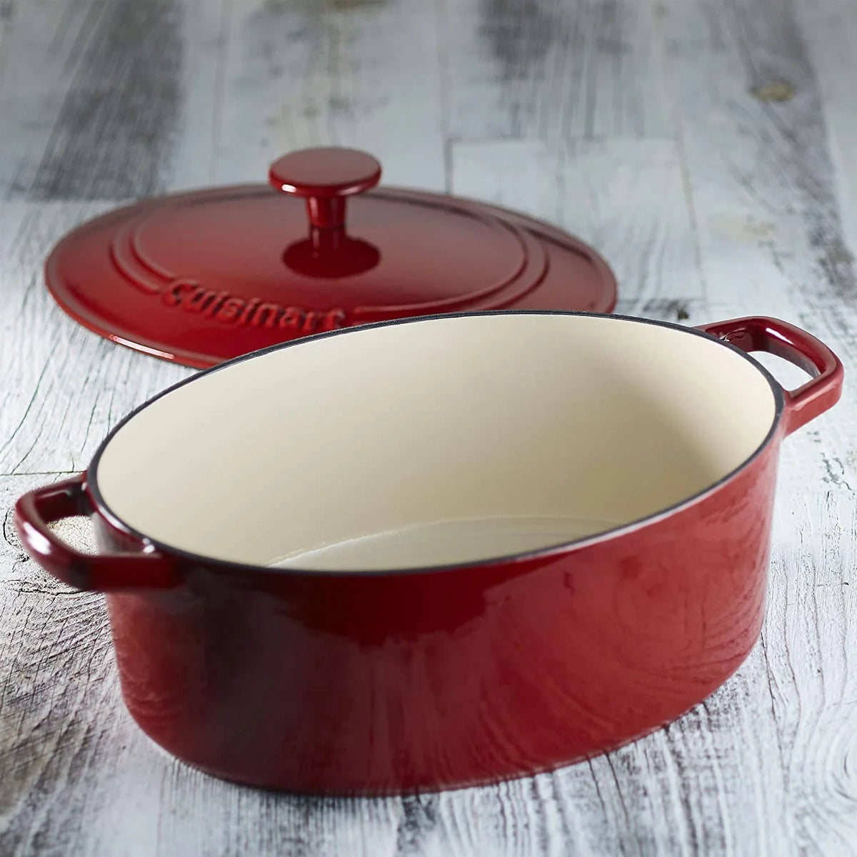 Cuisinart Chef's Classic Enameled Cast Iron 5.5 Quart Oval Covered Casserole (Cardinal Red) - CU-CI755-30CR Elegant AccScents