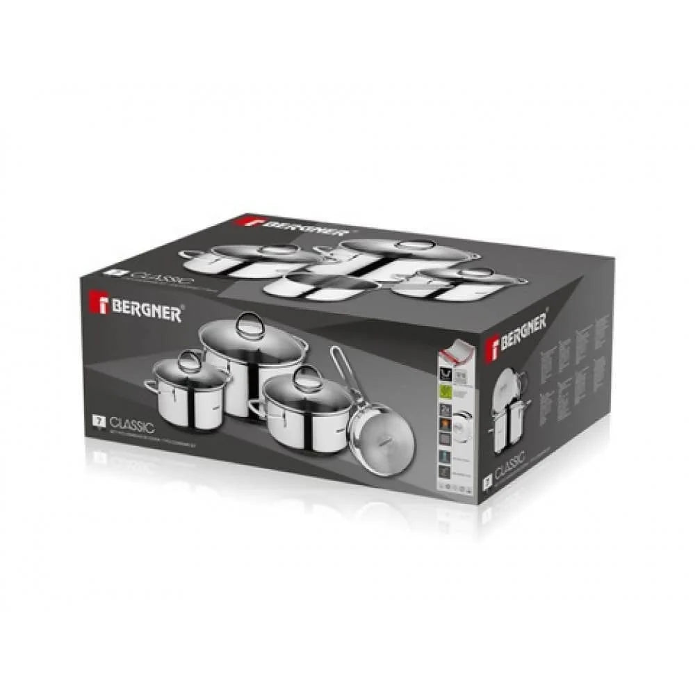 Bergner 7 Piece Classic Cookware Set is made from high grade materials and features a capsuled aluminium bottom to allow perfect heat distribution and energy efficient cooking every time A fantastic blend of practicality and functionality - 6296 Elegant AccScents
