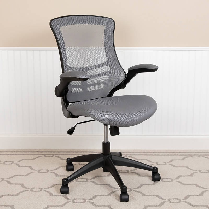 Mid-Back Black / Blue / Dark Gray / Green / Red / White Mesh Swivel Ergonomic Task Office Chair with Flip-Up Arms - BL-X-5M-BK-GG / BL-X-5M-BLUE-GG / BL-X-5M-DKGY-GG / BL-X-5M-GRN-GG / BL-X-5M-RED-GG / BL-X-5M-WH-GG ADRIAN'S ELECTRONICS