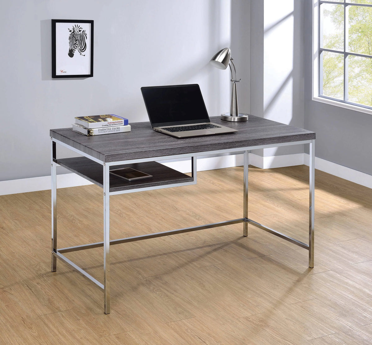 Kravitz Rectangular Writing Desk Weathered Grey And Chrome - 801271 Pie's Variety Store