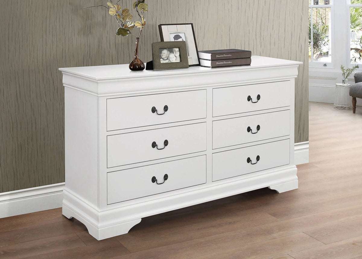 Louis Philippe Queen Sleigh Panel Bed White 4PC Set - SET4PC204691Q Pie's Variety Store