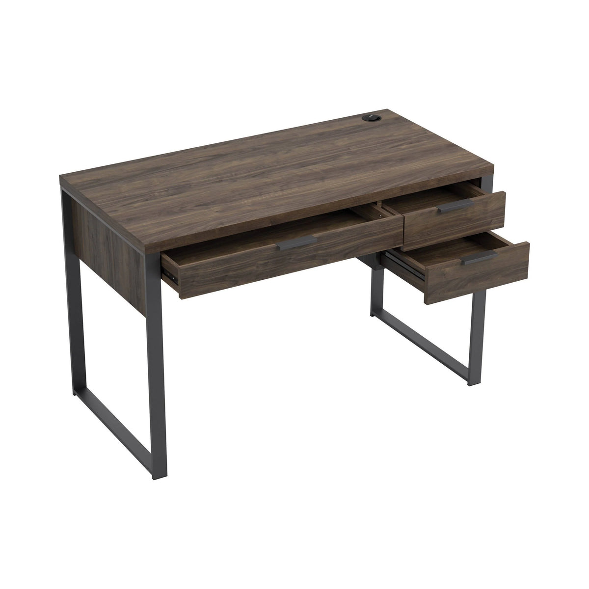 Pattinson 3-Drawer Writing Desk Aged Walnut And Gunmetal - 803370 Pie's Variety Store