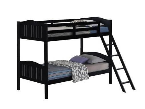 Littleton Twin/Twin Bunk Bed With Ladder Black - 405053BLK A-Z Store Nadia