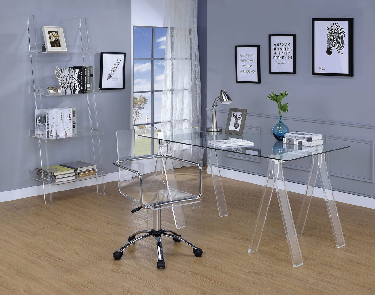 Amaturo Office Chair With Casters Clear And Chrome -Stylize a home or business workspace with a cutting edge chair. 801436 Pie's Variety Store