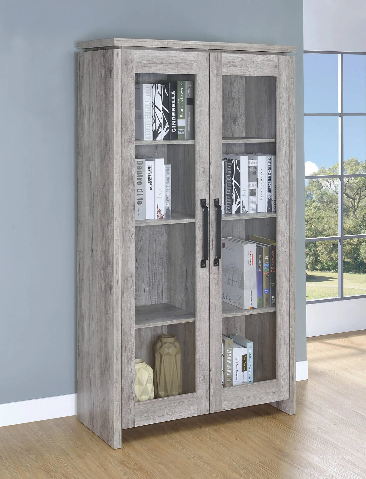 2-Door Tall Cabinet Grey Driftwood - 950783 Pie's Variety Store