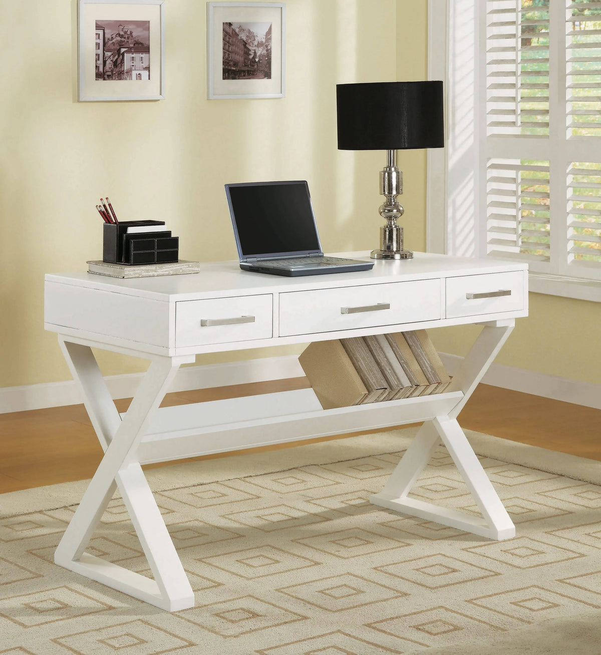 Krista 3-Drawer Writing Desk White - 800912 coastmega