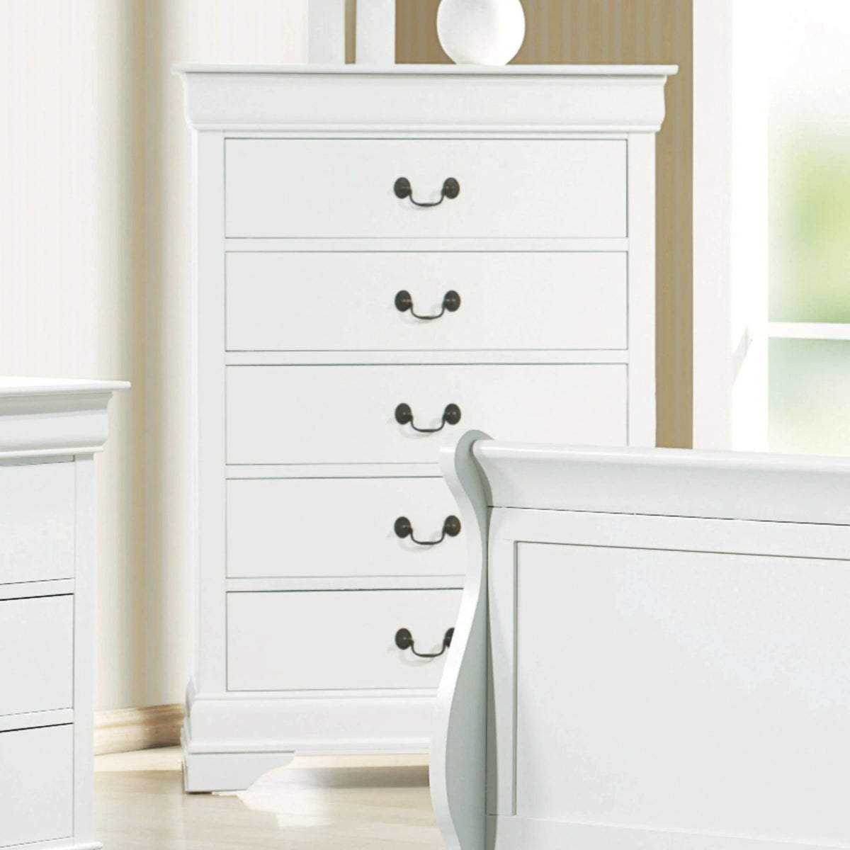 Louis Philippe 5-Drawer Chest White - 204695 Pie's Variety Store
