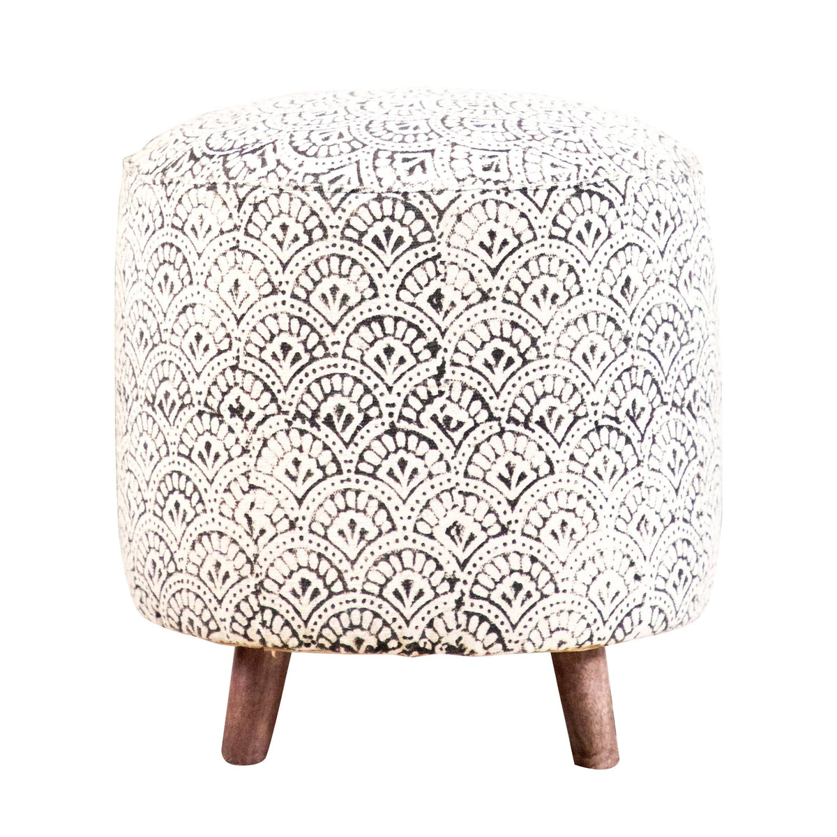 Round Upholstered Accent Stool Cream And Black - 915414 Pie's Variety Store