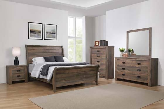 Frederick Eastern King Sleigh Panel Bed Weathered Oak - 222961KE Pie's Variety Store