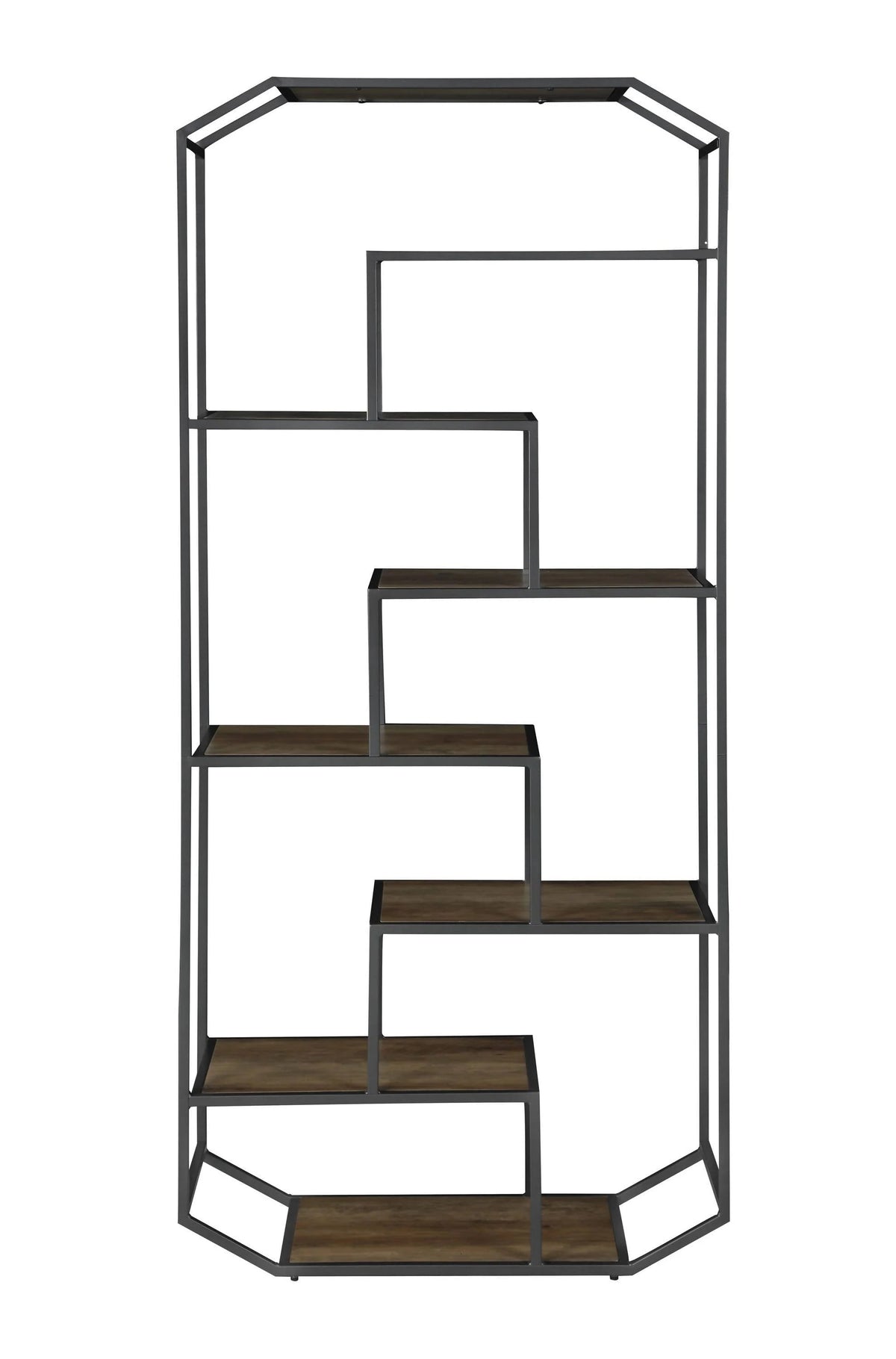 6-Shelf Bookcase Rustic Brown And Dark Grey - 805662 Pie's Variety Store