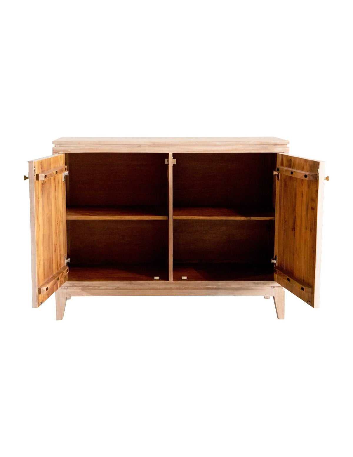2-Door Geometric Accent Cabinet White Distressed - 953408 Pie's Variety Store
