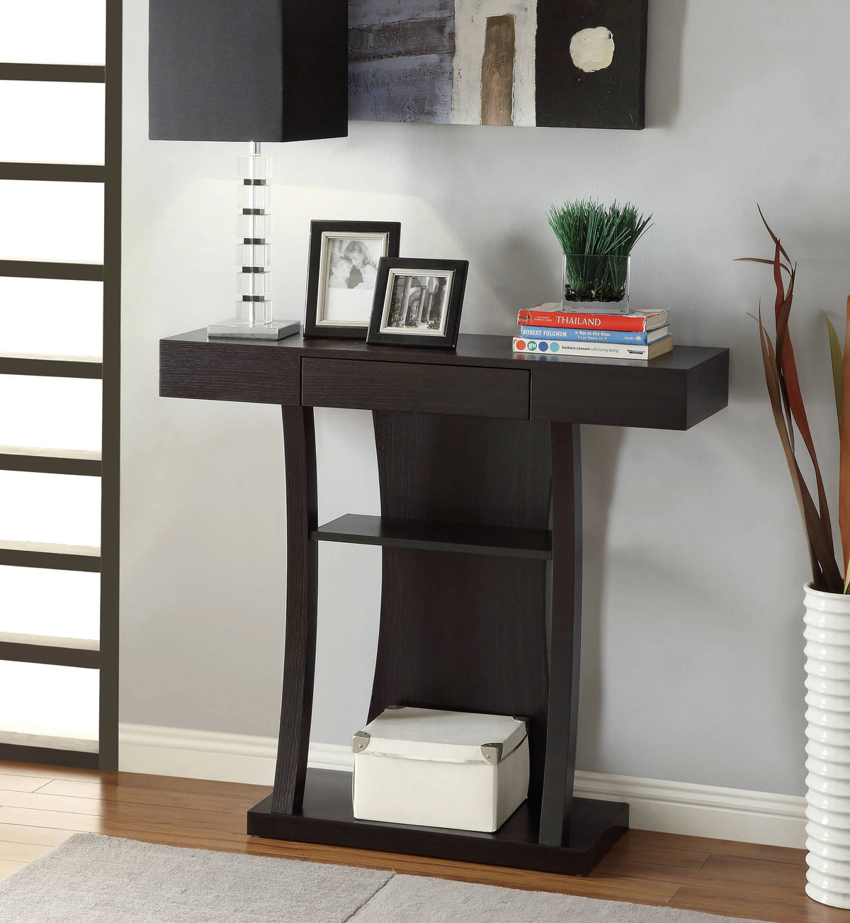 2-Shelf Rectangular Console Table Cappuccino - 950048 Pie's Variety Store