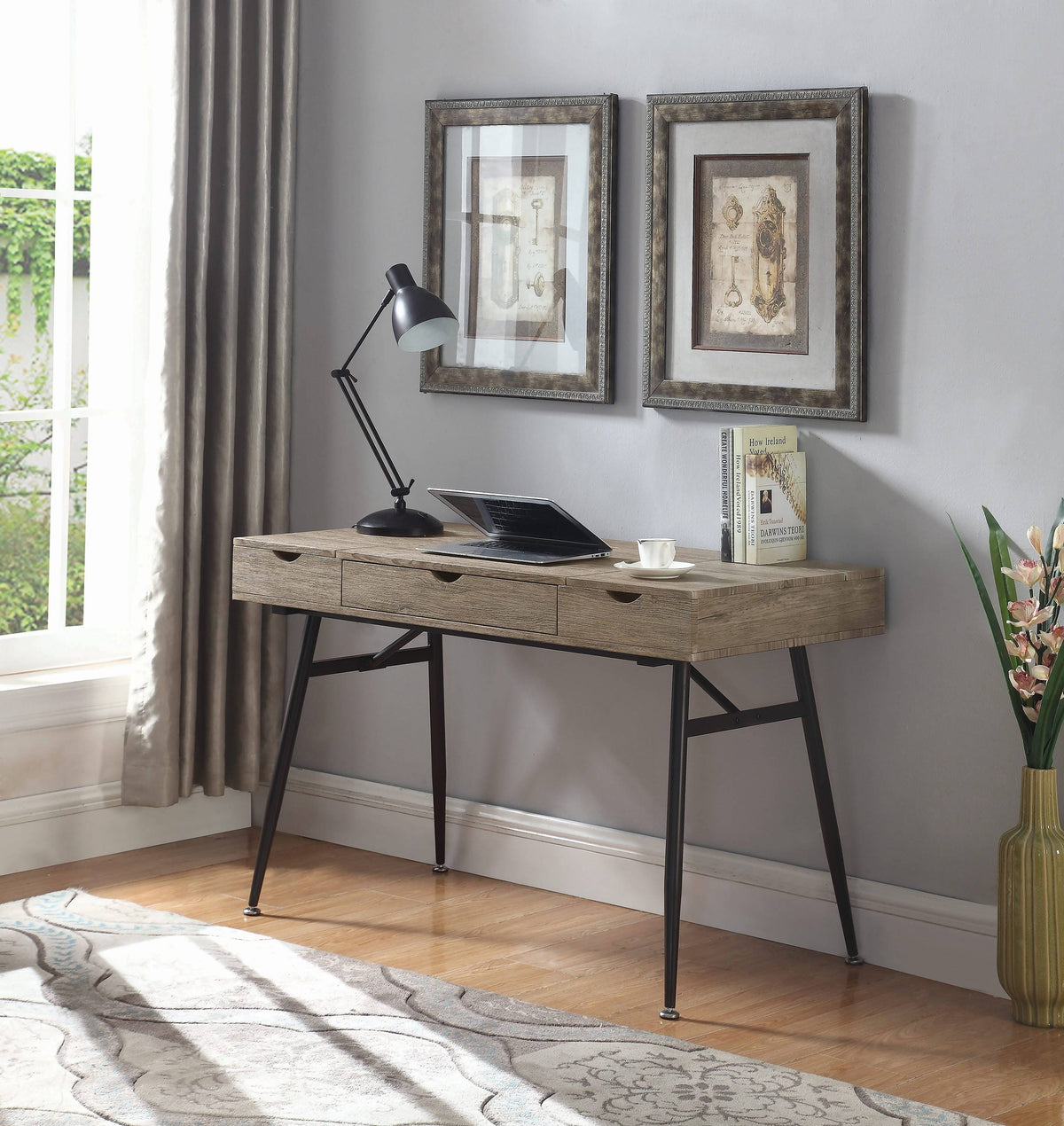 Raine 1-Drawer Writing Desk Rustic Driftwood - 801935 Pie's Variety Store