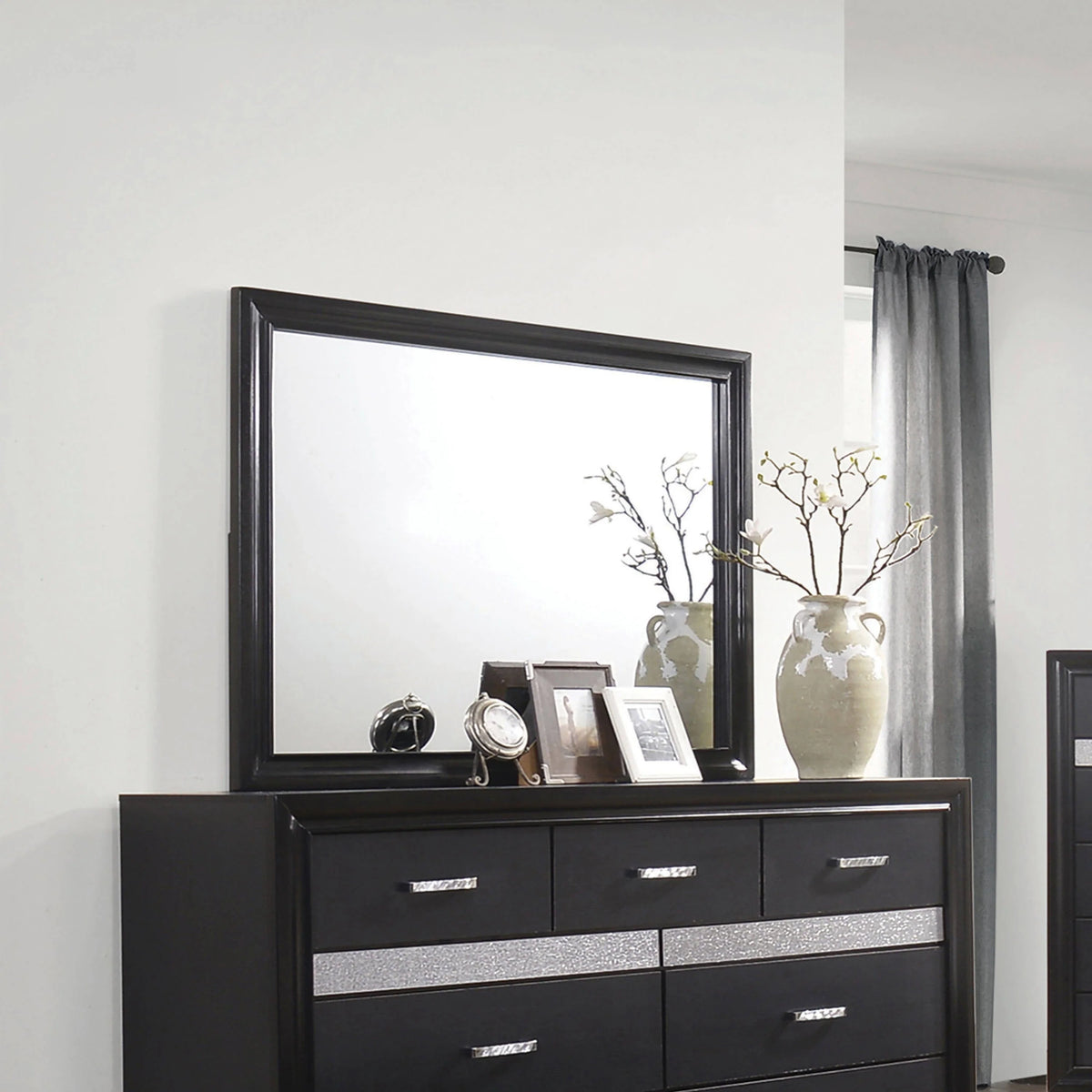 Miranda Rectangular Mirror Black - 206364 Pie's Variety Store