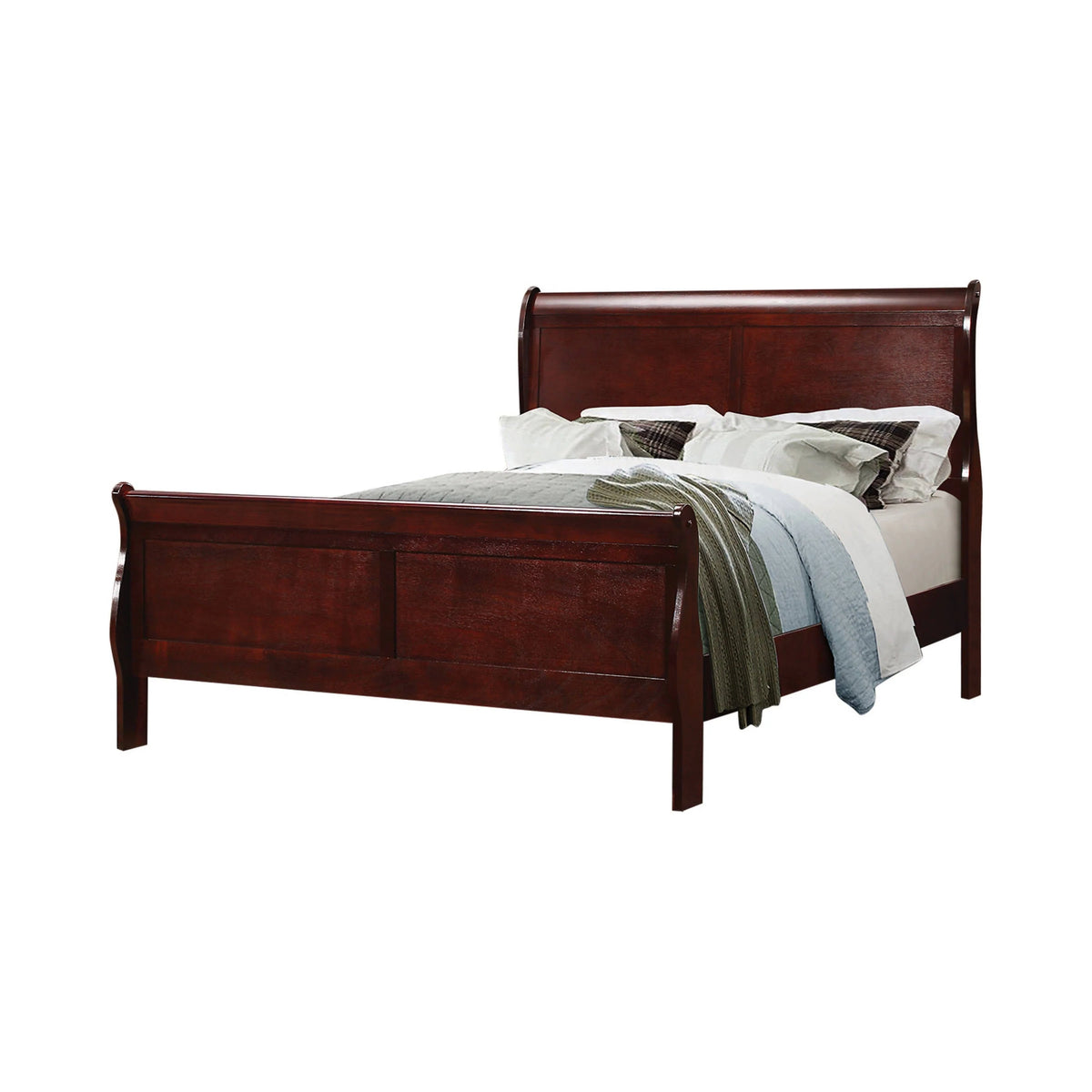 Louis Philippe Queen Panel Sleigh Bed Cherry 4PC Set - SET4PC222411Q Pie's Variety Store
