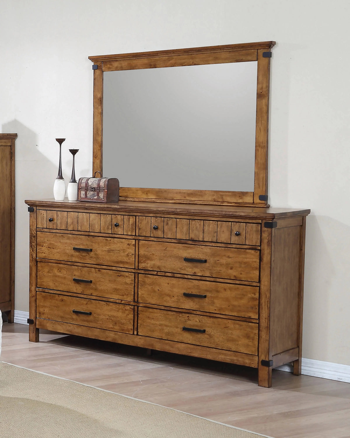 Brenner Queen Panel Bed Rustic Honey 4 PIECE Set - SET4PC205261Q Pie's Variety Store