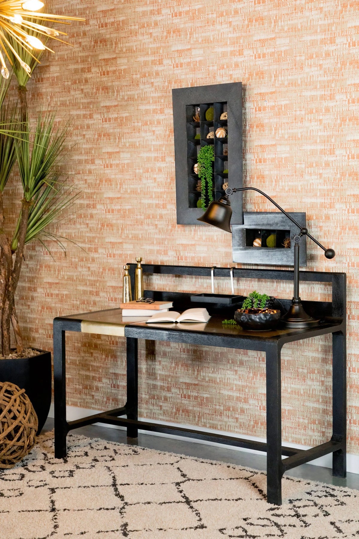 Purston Writing Desk With Hidden Storage Black And Brass - 991022 Pie's Variety Store