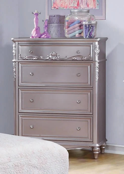 Caroline 4-Drawer Rectangular Chest Metallic Lilac - 400895 Pie's Variety Store