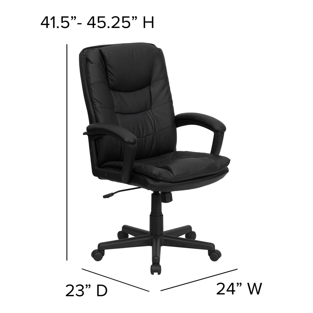 Mid-Back Black Leather Executive Swivel Office Chair with Rounded Back and Arms - BT-8075-BK-GG A-Z Store Nadia